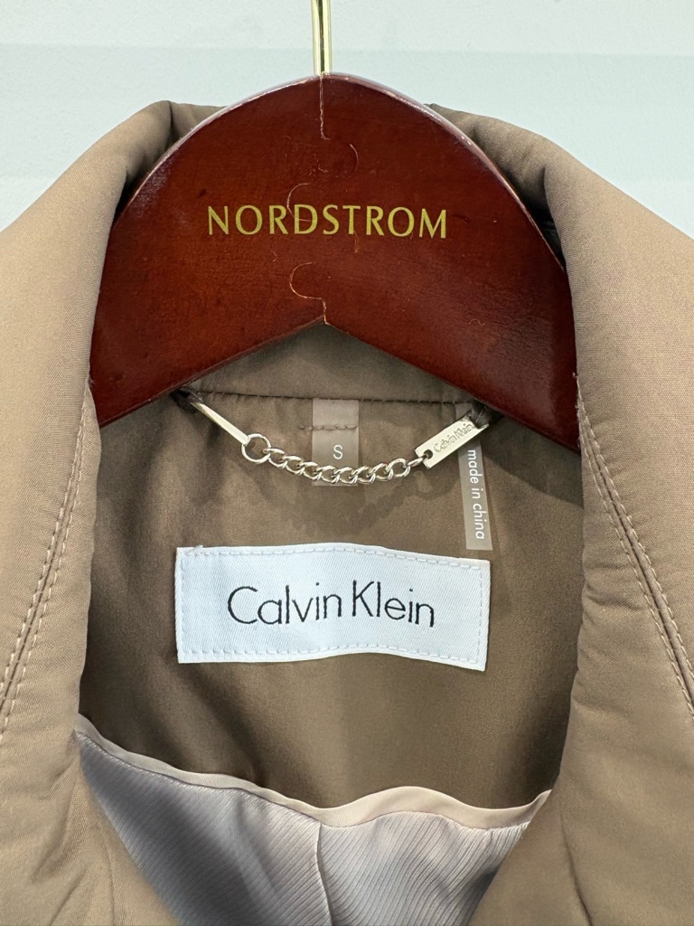 Calvin Klein Women's Brown Double-Breasted Trench Coat with Belt - Picture 3 of 4